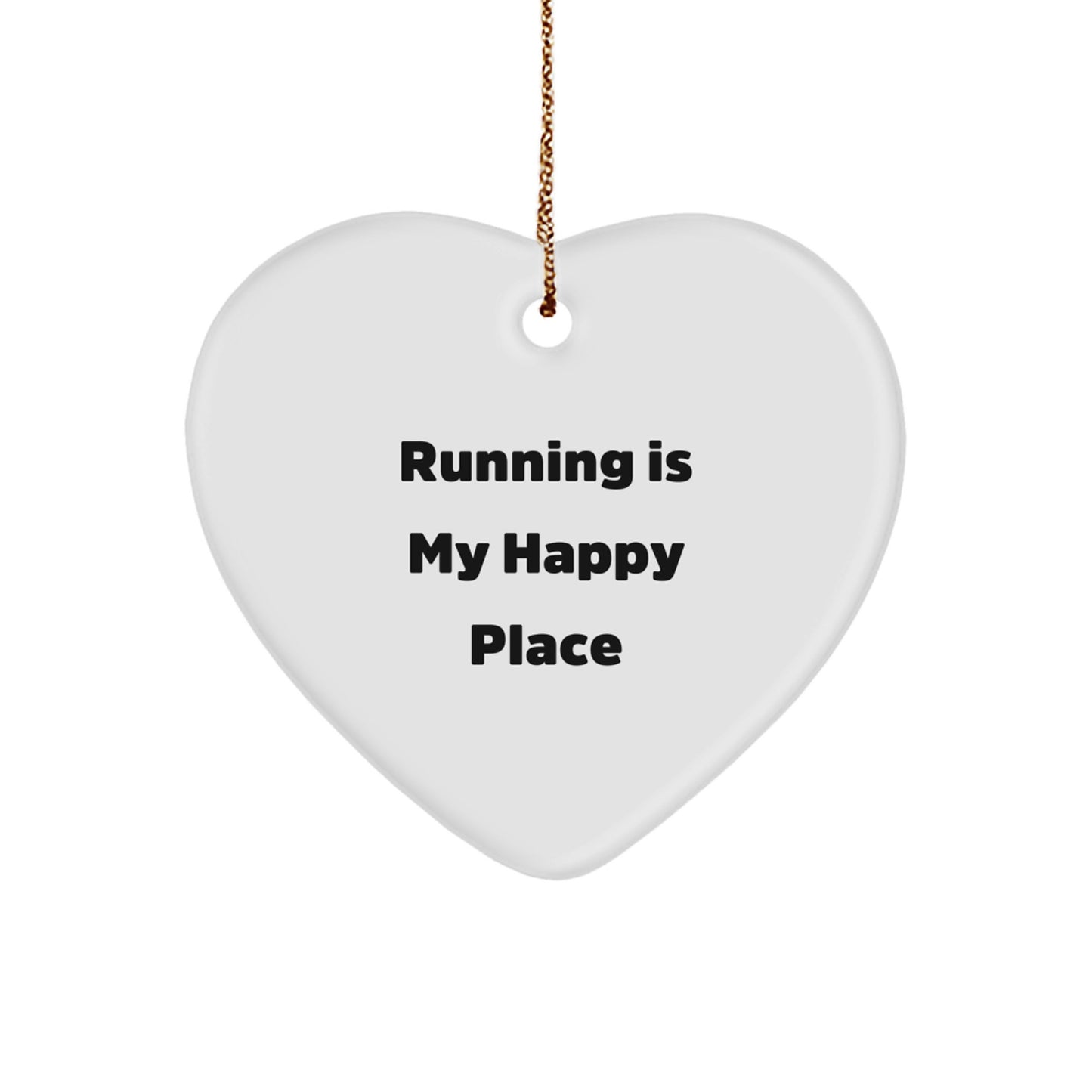 Funny Running Gifts for Her, 'Running Is My Happy Place' Heart Ornament, Unique Christmas Unique Gift for Women from Sisters, Friends, or Coworkers - Image 1