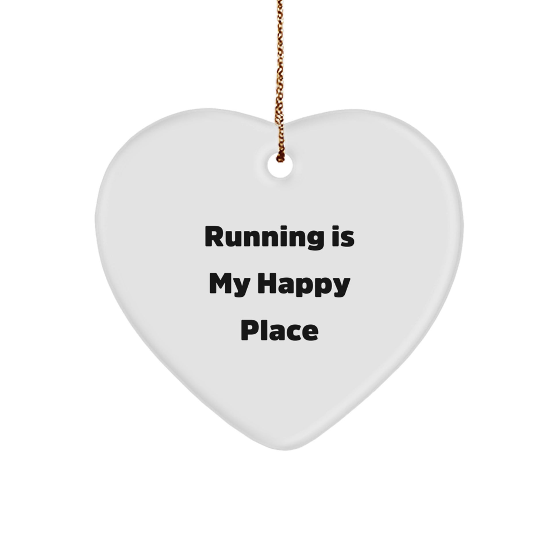 Funny Running Gifts for Her, 'Running Is My Happy Place' Heart Ornament, Unique Christmas Unique Gift for Women from Sisters, Friends, or Coworkers - Image 1