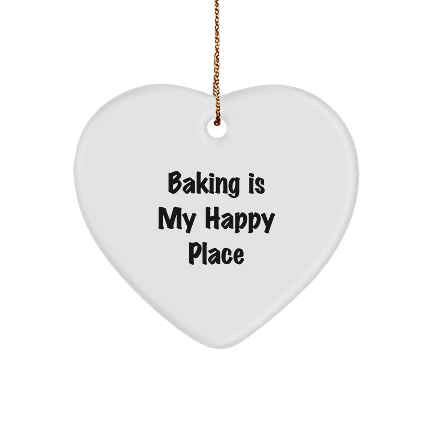 Baking Gifts from Friends and Family - 'Baking Is My Happy Place' Christmas Unique Heart Ornament for Baking Enthusiasts - Image 1