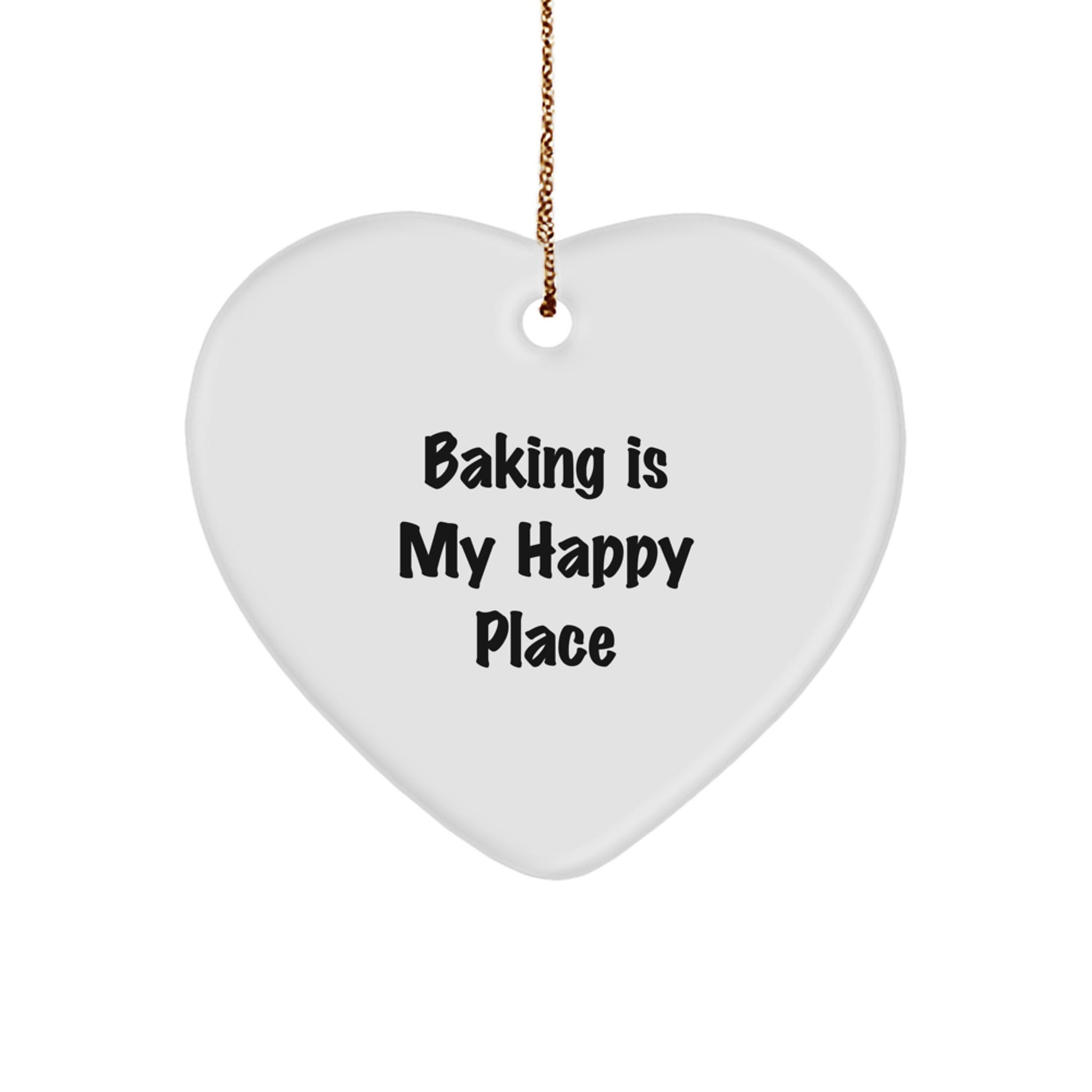 Baking Gifts from Friends and Family - 'Baking Is My Happy Place' Christmas Unique Heart Ornament for Baking Enthusiasts - Image 1