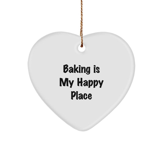 Baking Gifts from Friends and Family - 'Baking Is My Happy Place' Christmas Unique Heart Ornament for Baking Enthusiasts - Image 1