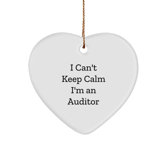 Funny Gifts for Auditors I Can't Keep Calm I'm An Auditor Heart Ornament Christmas Unique Gifts for Auditors - Image 1