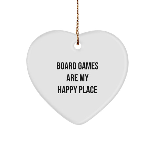 Heartfelt Board Games Gifts from Friends for Board Game Lovers - 'Board Games Are My Happy Place' Christmas Unique Ornaments - Image 1