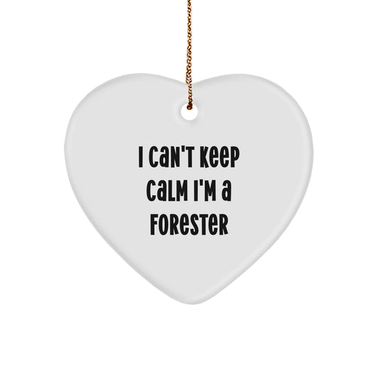Funny Forester Gifts from Men to Friends - I Can't Keep Calm I'm A Forester Heart Ornament for Christmas Unique Gifts - Image 1