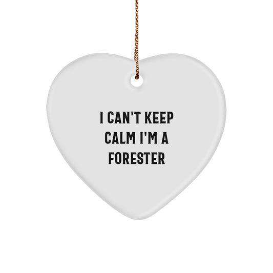 Funny Forester Gifts from Friends, Heart Ornament I Can't Keep Calm I'm A Forester for Forester Men, Unique Christmas Unique Gifts - Image 1