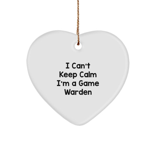 Funny Game Warden Heart Ornament Gifts from Loved Ones, Gifts for Game Wardens - I Can't Keep Calm I'm A Game Warden Christmas Unique Gifts - Image 1