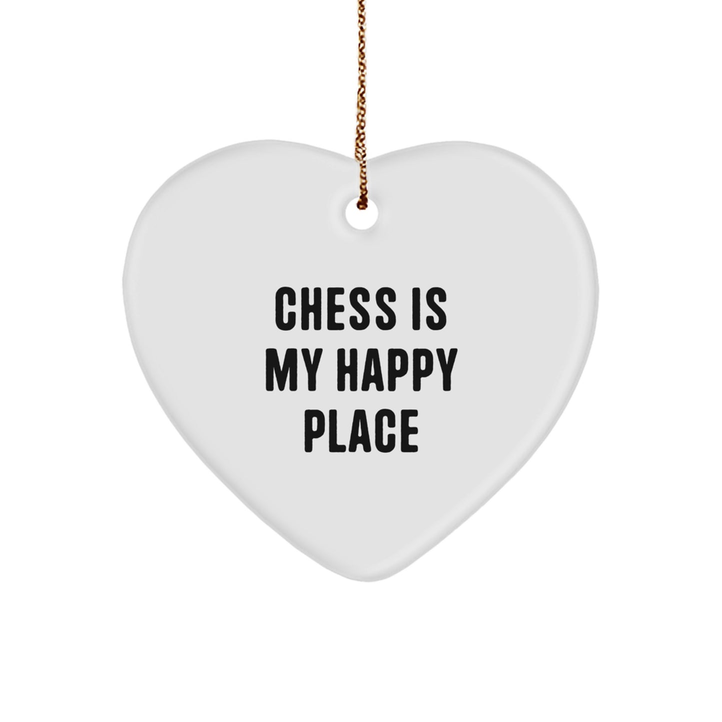 Funny Chess Heart Ornament Gifts from Friends for Men and Women, 'Chess Is My Happy Place' Christmas Unique Gifts - Image 1