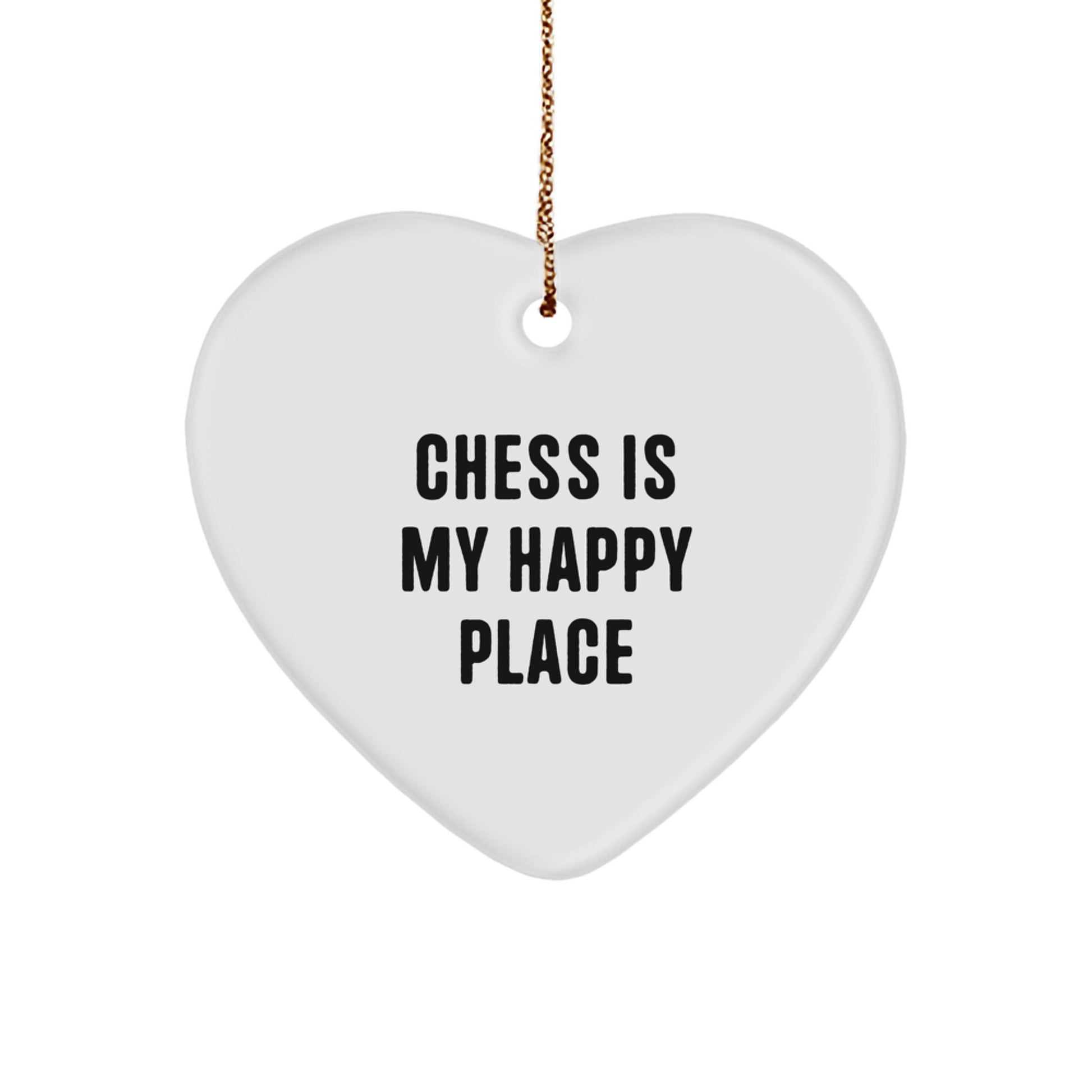 Funny Chess Heart Ornament Gifts from Friends for Men and Women, 'Chess Is My Happy Place' Christmas Unique Gifts - Image 1