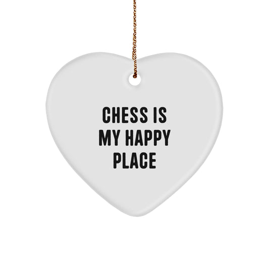 Funny Chess Heart Ornament Gifts from Friends for Men and Women, 'Chess Is My Happy Place' Christmas Unique Gifts - Image 1