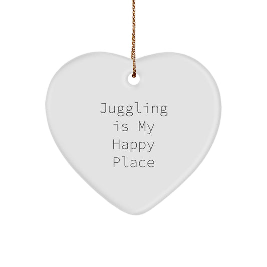 Juggling Heart Ornament Gifts from Friends to Family Members, Funny Quote Juggling Is My Happy Place Christmas Unique Gifts - Image 1