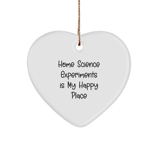 Home Science Experiments Gifts for Her, Heart Ornament with 'Home Science Experiments Is My Happy Place' Quote, Christmas Unique Gift for Women from Family, Friends, Coworkers - Image 1