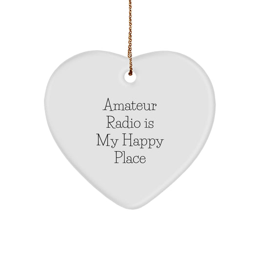 Amateur Radio Gifts for Men, Unique Christmas Unique Gifts from Family - 'Amateur Radio Is My Happy Place' Heart Ornament - Image 1