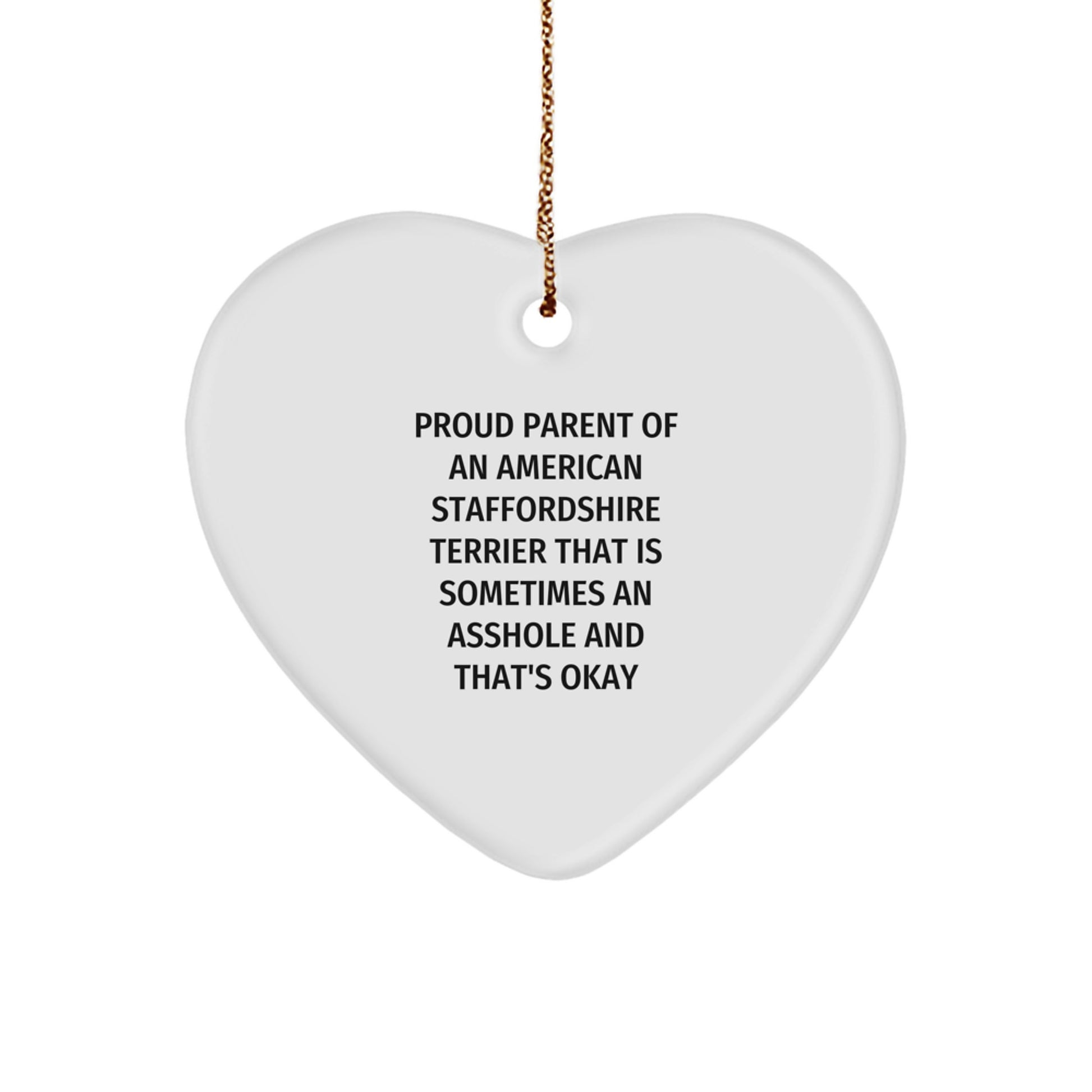 Funny American Staffordshire Terrier Dog Heart Ornament Gifts for Christmas, Gifts from Friends and Family - Image 1