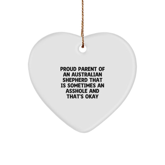 Funny Australian Shepherd Dog Gifts for Men from Proud Parents, Unique Heart Ornament for Christmas Unique Gifts - Image 1