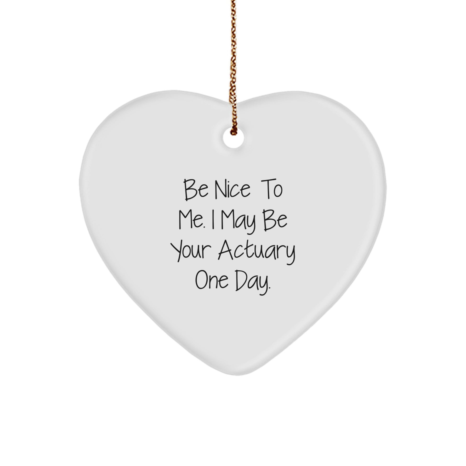 Funny Actuary Gifts for Men, Women, or Coworkers - Heart Ornament with Be Nice To Me. I May Be Your Actuary One Day. Quote - Unique Christmas Memorable Presents - Image 1