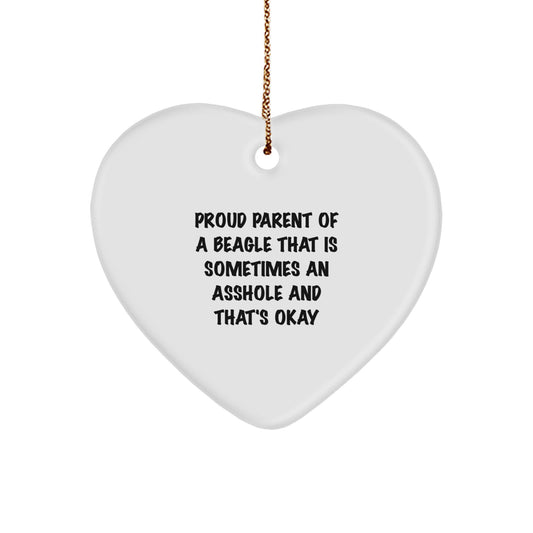 Funny Beagle Dog Lover Gifts from Friends and Family, Heart Ornament for Beagle Dog Owners, Christmas Unique Gifts - Image 1