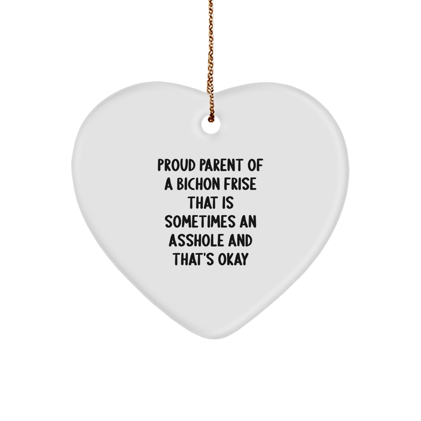 Bichon Frise Dog Mom's Funny Heart Ornament Gifts from Friends for Bichon Frise Dog Owners, Christmas Unique Gifts - Image 1