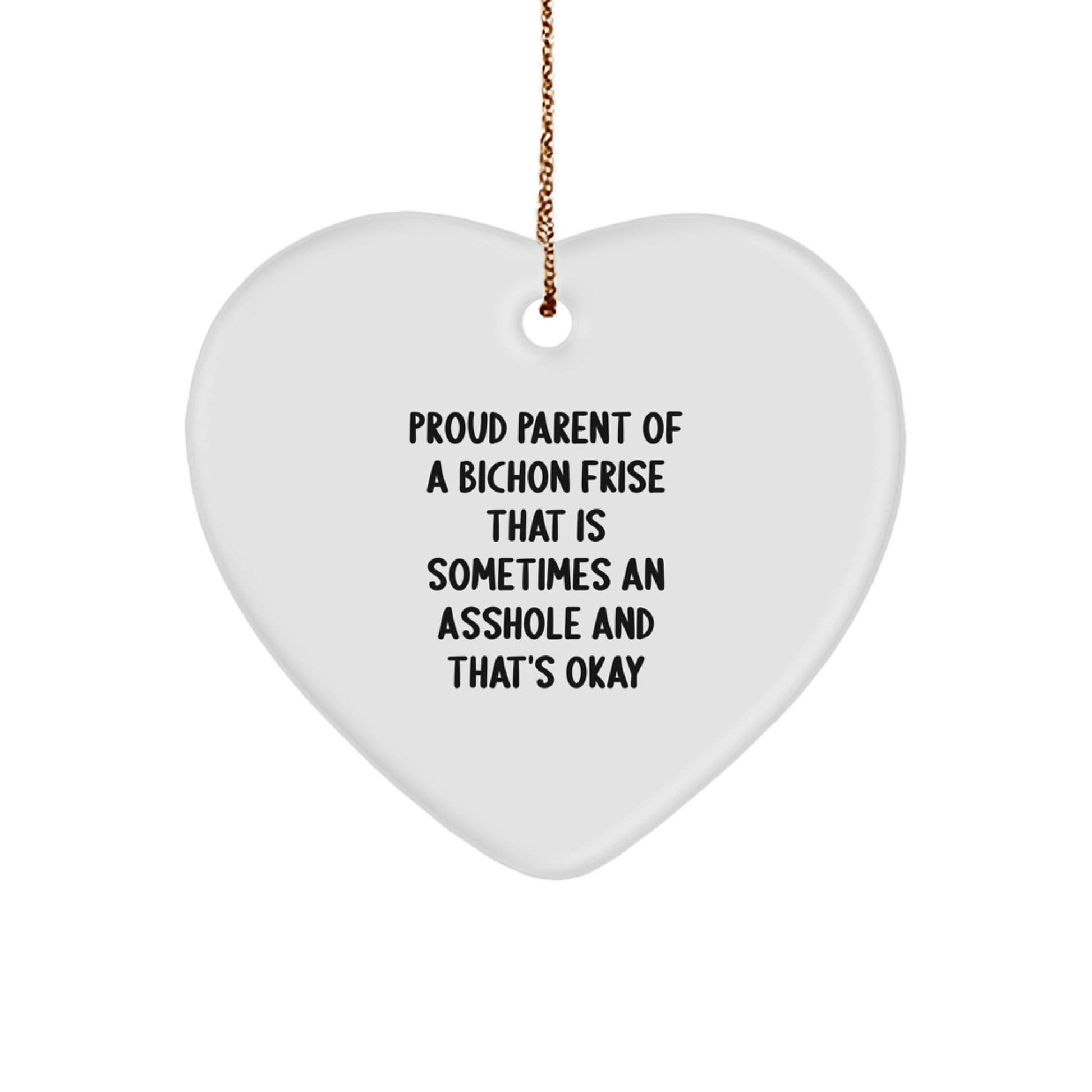 Bichon Frise Dog Mom's Funny Heart Ornament Gifts from Friends for Bichon Frise Dog Owners, Christmas Unique Gifts - Image 1