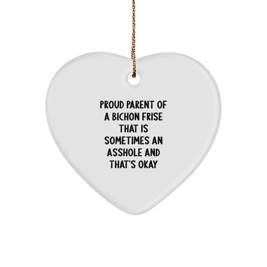 Bichon Frise Dog Mom's Funny Heart Ornament Gifts from Friends for Bichon Frise Dog Owners, Christmas Unique Gifts - Image 1