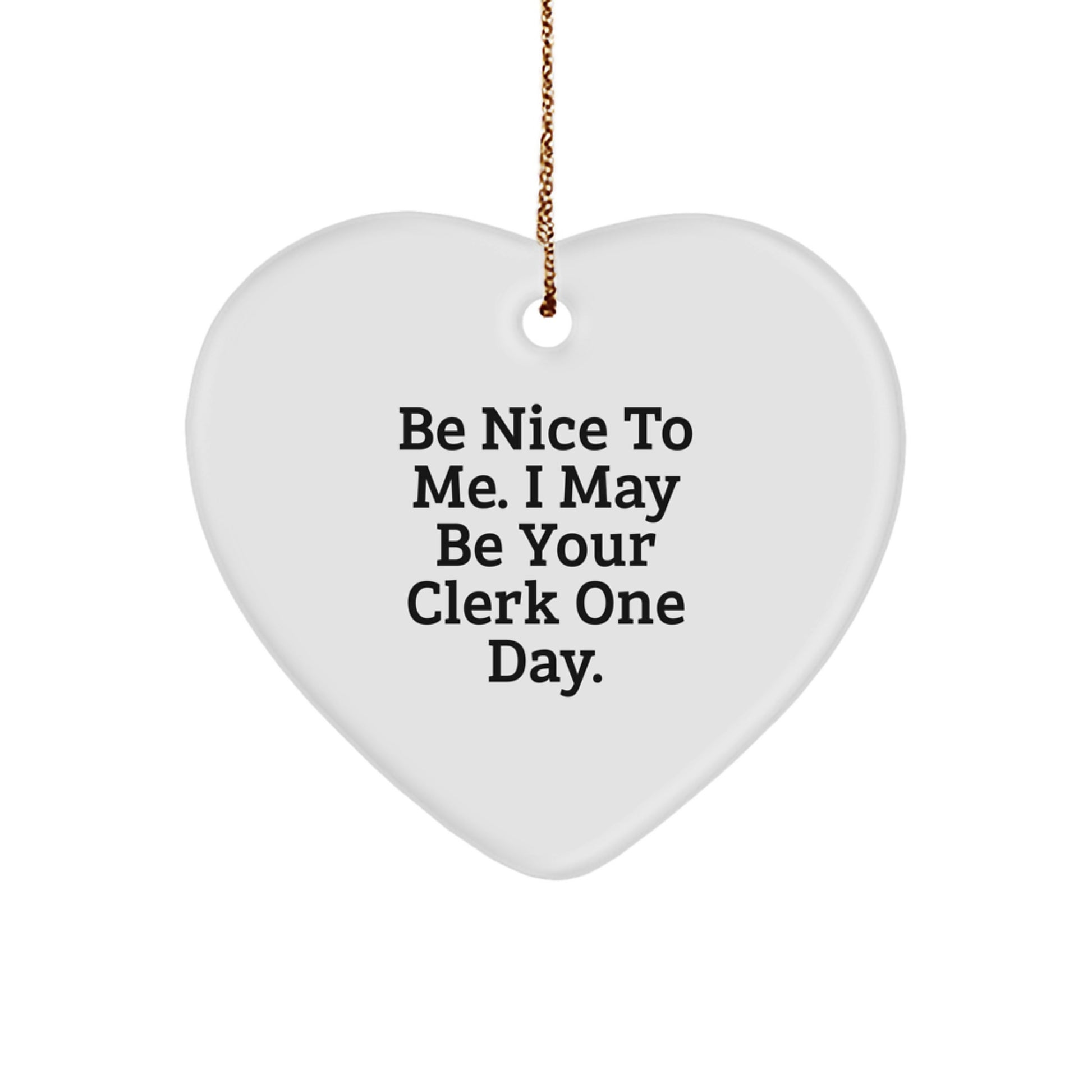 Funny Clerk Heart Ornament Gifts from Men or Women to Clerk Coworkers or Family - Image 1