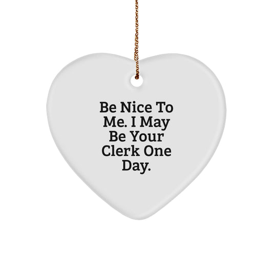 Funny Clerk Heart Ornament Gifts from Men or Women to Clerk Coworkers or Family - Image 1