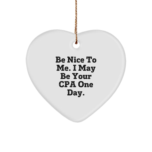 Funny CPA Gifts, Heart Ornament for CPA Friends, Be Nice To Me I May Be Your Cpa Gifts from Family - Image 1