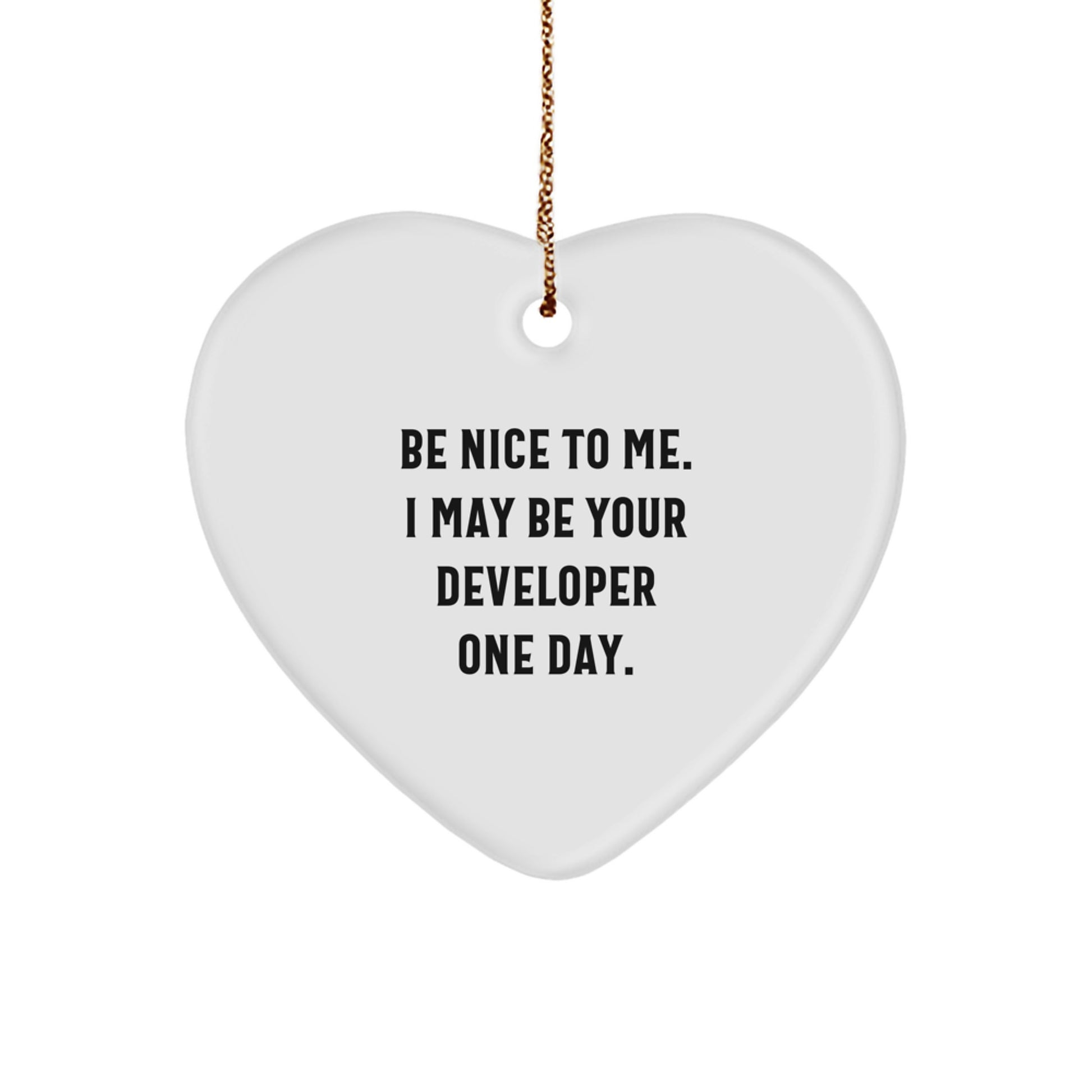 Funny Developer Heart Ornament, Gifts from Family to Developer, Christmas Unique Gifts for Developer Friends - Image 1