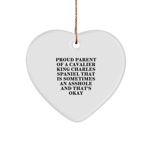 Cavalier King Charles Spaniel Dog Lover Gifts, Funny Heart Ornament for Cavalier King Charles Spaniel Dog Parents, Gifts from Friends to Family for Christmas - Image 1
