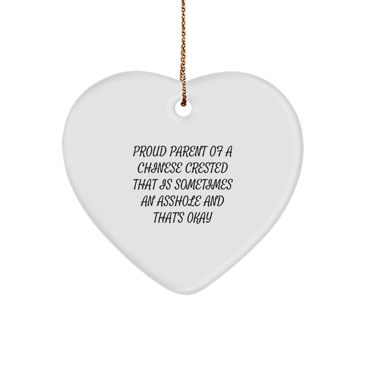 Funny Heart Ornament for Chinese Crested Dog Lovers, Gifts for Chinese Crested Dog Owners from Friends and Family at Christmas - Image 1