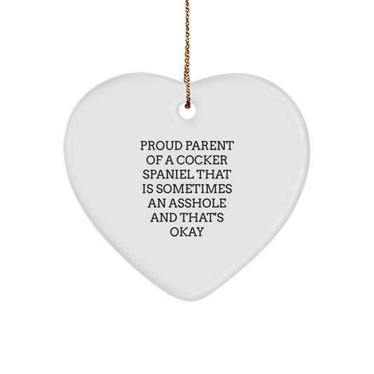 Funny Cocker Spaniel Dog Lover Gifts from Friends and Family for Him Her Cocker Spaniel Dog Heart Ornament Christmas Unique Presents - Image 1