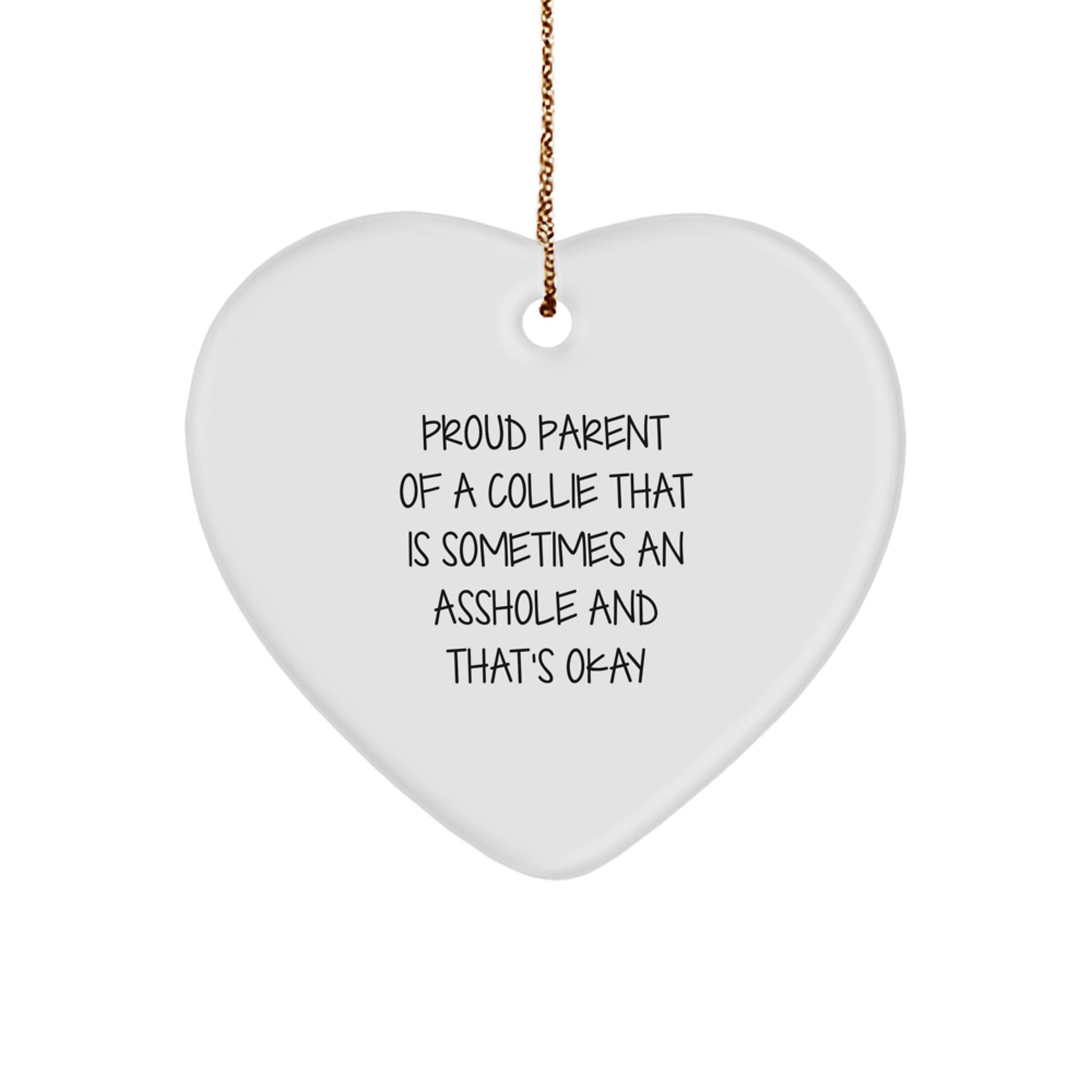 Funny Collie Dog Gifts from Men to Proud Parents of Collie Dogs at Christmas Unique Gifts - Collie Dog Heart Ornament - Image 1