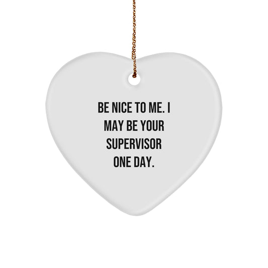 Funny Heart Ornament Gifts for Supervisor, Be Nice To Me I May Be Your Supervisor One Day, Christmas Unique Gifts from Friends and Coworkers - Image 1