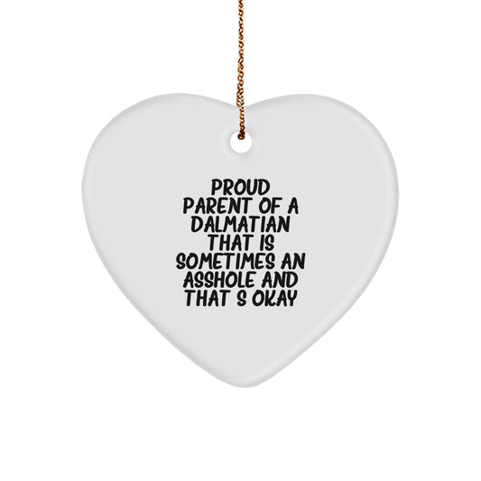 Funny Dalmatian Dog Christmas Unique Gifts for Proud Parents Heart Ornament from Men, Gifts for Dalmatian Dog Lovers - Image 1