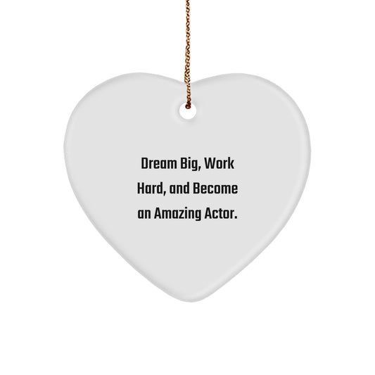 Inspiring Actor Gifts for Men, Funny Heart Ornament with Dream Big Quote, Gifts from Friends, Christmas Unique Decorations - Image 1