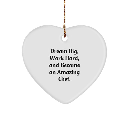 Chef Heart Ornament Inspired Gifts from Family to Chef Friends and Coworkers - Dream Big Heart Shape Decor for Christmas Unique Gifts - Image 1