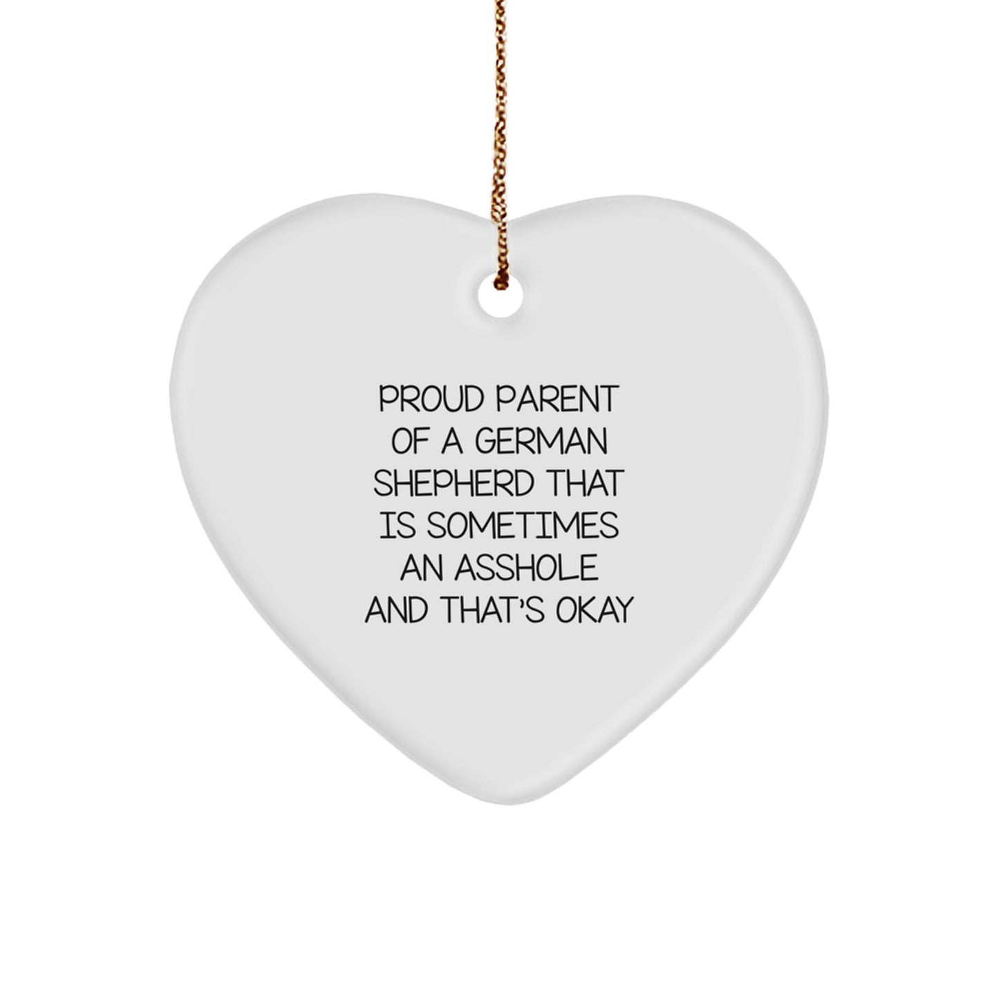 Funny German Shepherd Dog Christmas Unique Gifts from Men to Family Members - Proud Parent Ornament, Heart Shaped Decoration - Image 1