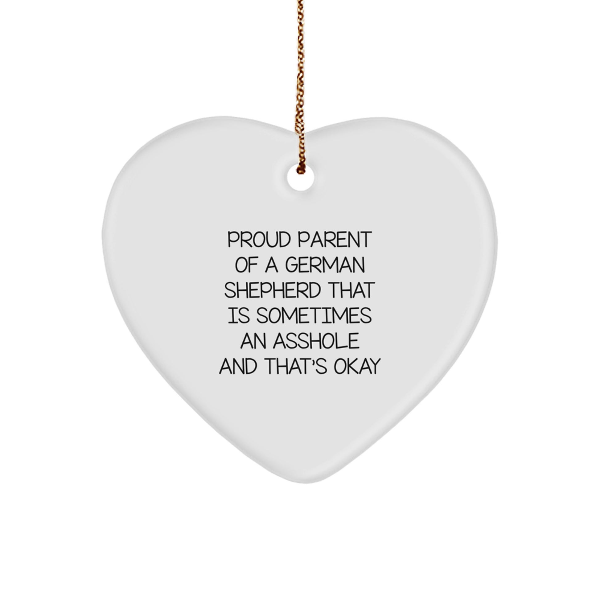 Funny German Shepherd Dog Christmas Unique Gifts from Men to Family Members - Proud Parent Ornament, Heart Shaped Decoration - Image 1