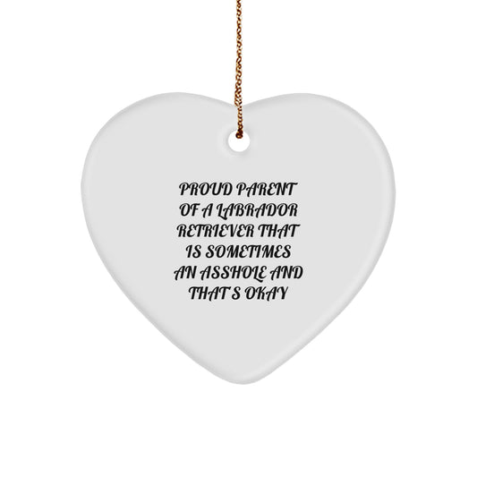 Funny Labrador Retriever Dog Heart Ornament Gifts from Men to Proud Parents of Labradors at Christmas - Image 1