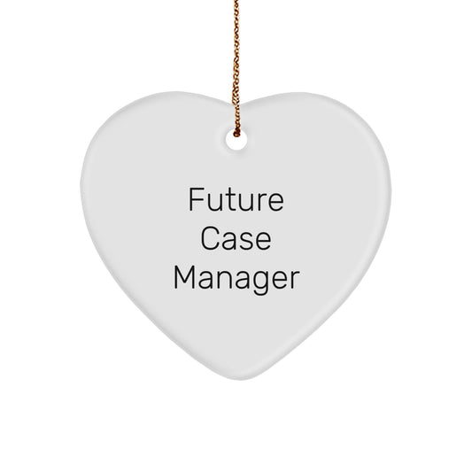 Funny Future Case Manager Heart Ornament, Gifts from Friends and Family for Case Manager, Cute Christmas Unique Gifts, Heart Shaped, White Color - Image 1