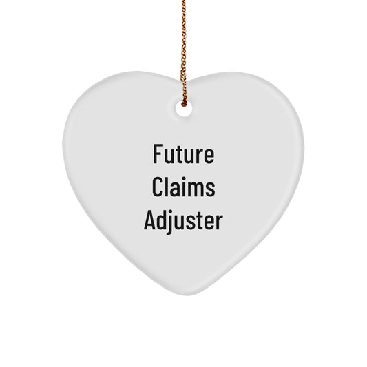 Funny Claims Adjuster Gifts for Friends, Family, and Coworkers - Heart Ornament with Future Claims Adjuster Quote | Christmas Unique Gifts from Men, Women, Family - Image 1