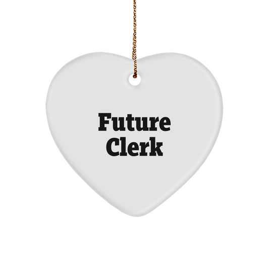 Funny Future Clerk Heart Ornament Gifts from Family, Christmas Unique Gifts for Clerk - Image 1