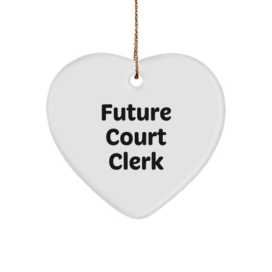 Funny Future Court Clerk Heart Ornament Gifts for Men Women Friends Coworkers Family - 'Future Court Clerk' Christmas Unique Gifts from Family Friends - Image 1