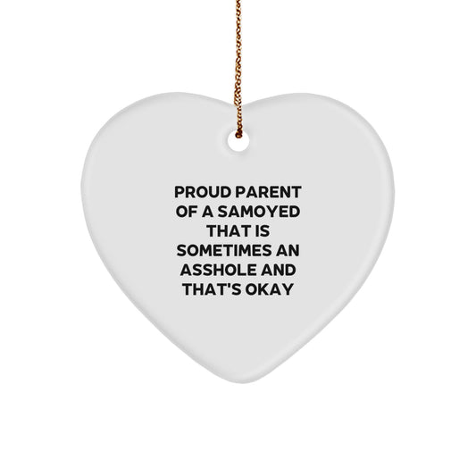 Funny Samoyed Dog Heart Ornament Gifts for Men from Proud Parents, Christmas Unique Presents - Image 1
