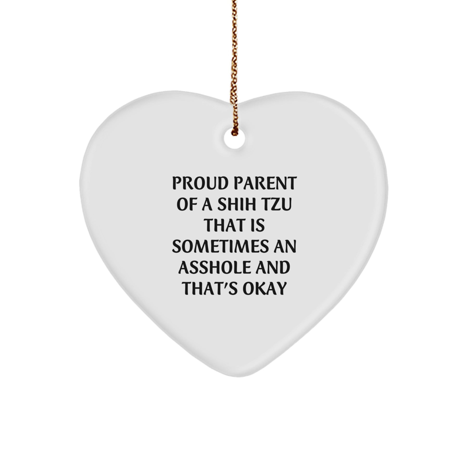 Funny Shih Tzu Dog Mom or Dad Heart Ornament Gifts from Family for Christmas Season - Image 1