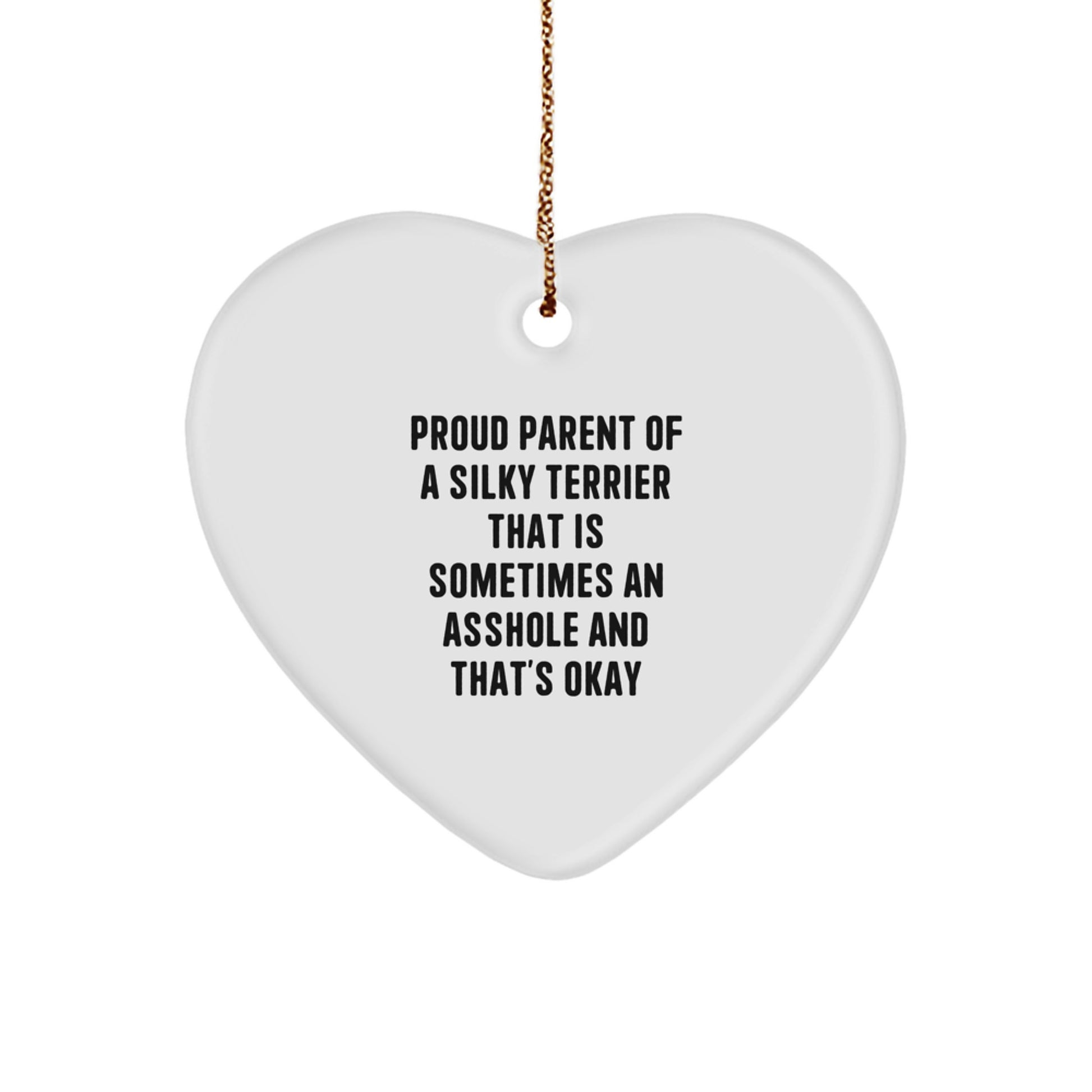 Funny Silky Terrier Dog Gifts, Heart Ornament for Proud Silky Terrier Parents, Christmas Unique Gifts from Friends, Family, Men, Women - Image 1