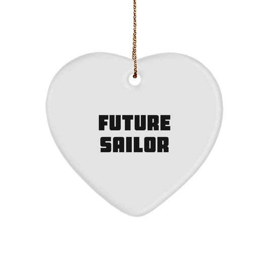 Funny Future Sailor Heart Ornament, Gifts from Family to Future Sailor, Sailor Gifts for Christmas - Image 1