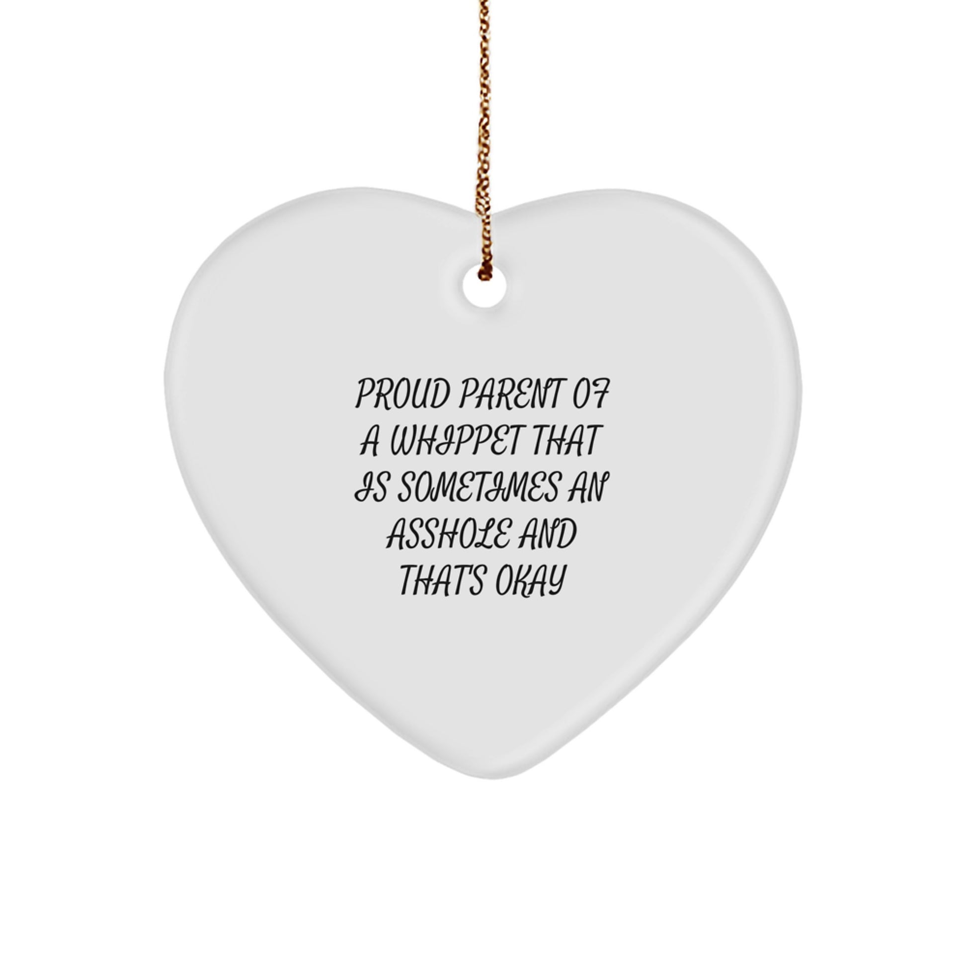 Funny Whippet Dog Gifts for Christmas - 'Proud Parent' Heart Ornament for Whippet Lovers from Friends and Family - Image 1