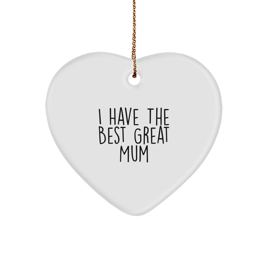 Funny Mum Gifts from Family, Heart Ornament with Best Mum Quote, Unique Christmas Decorations for Mum - Image 1