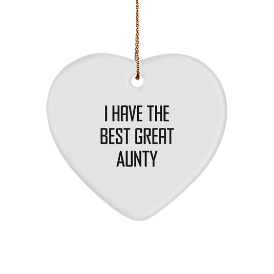 Funny Aunty Gifts from Friends and Family, 'I Have The Best Great Aunty', Heart Ornament for Christmas Unique Gifts - Image 1