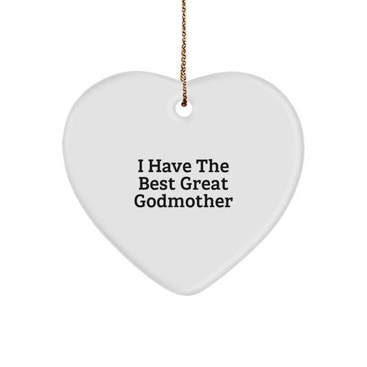 Funny Godmother Gifts from Family, I Have The Best Great Godmother Heart Ornament for Christmas, Handmade Heart Shaped Decor - Image 1